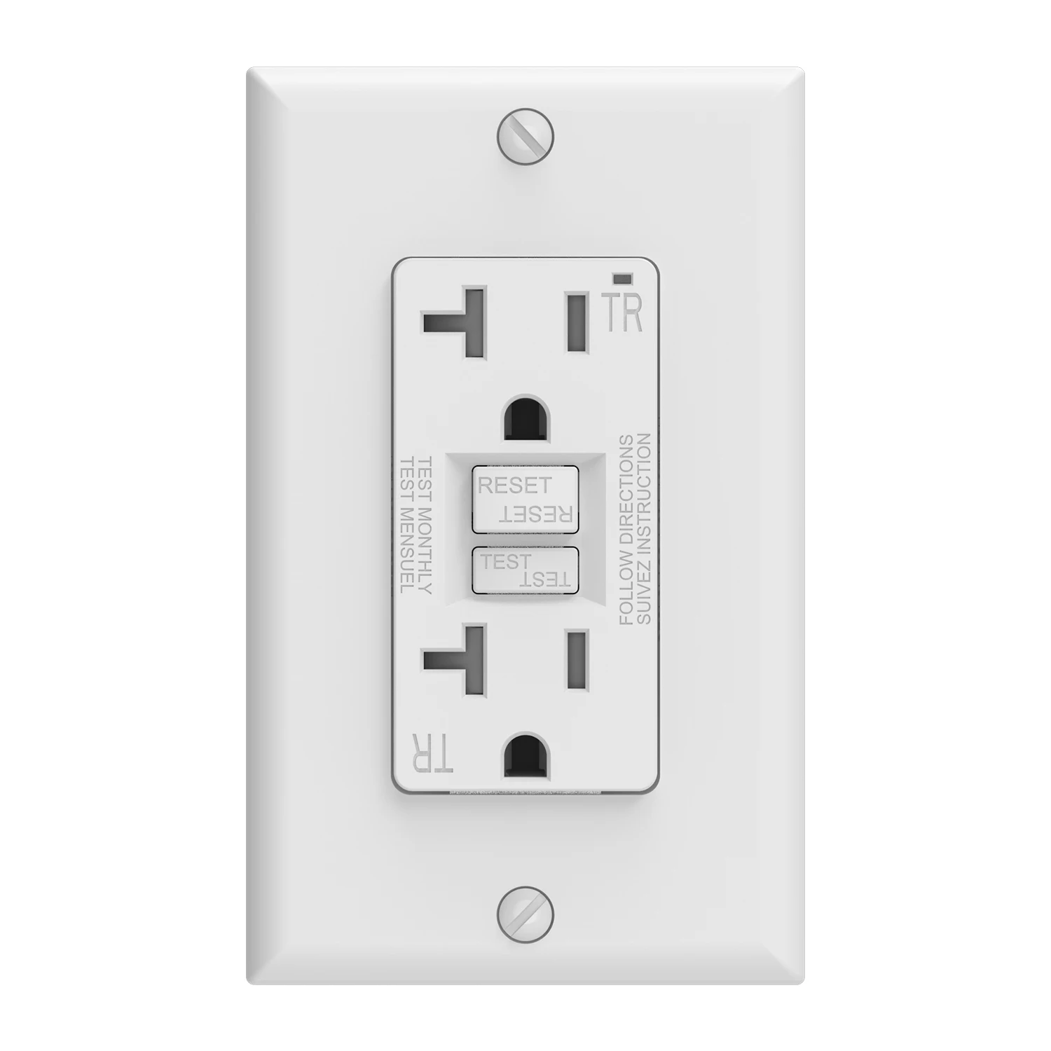 20-Amp TR Outlet Self-Test GFCI plug Wall Switches Ground Fault Circuit Interrupter