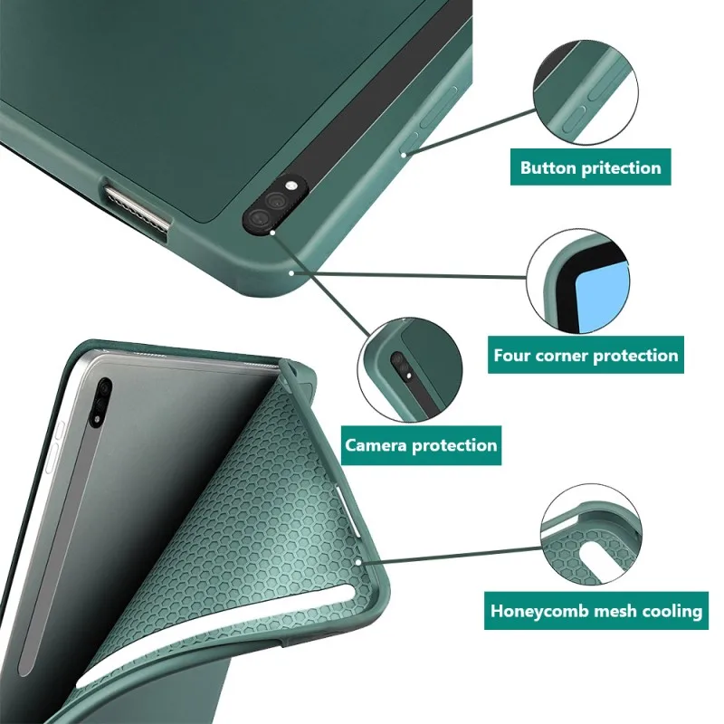 Skin Feel PU Leather Soft Shell TPU Ultra Slim Auto Wake Sleep Smart Tablet Case Cover For Samsung Galaxy Tab S8 Plus/S8Ultra