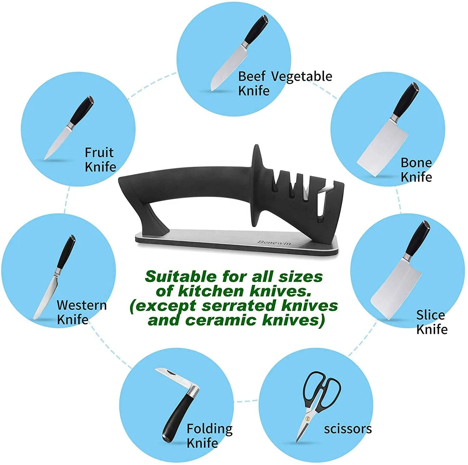 professional 4 Stage Pull Through kitchen Knife Sharpener