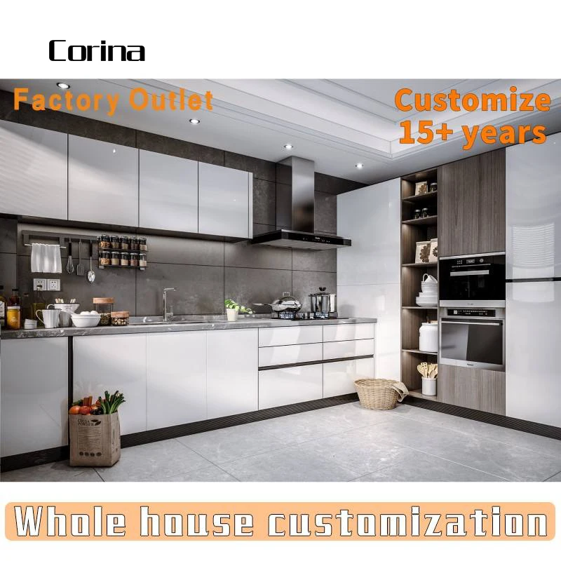 Modern Designs High End Affordable Custom Furniture Used Small Full White L Shaped Melamine Kitchen Cabinets From China