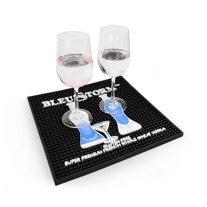 Promotion Advertising customized Logo Color Bar Mat  PVC Soft Rubber Bar Mat Beer Mats