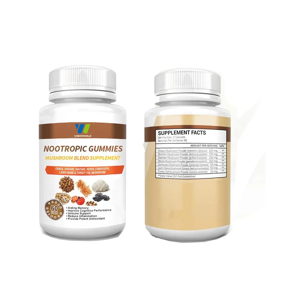 Добавка для мозга, органический порошок грибов, веганские ноотропы, жевательные капсулы