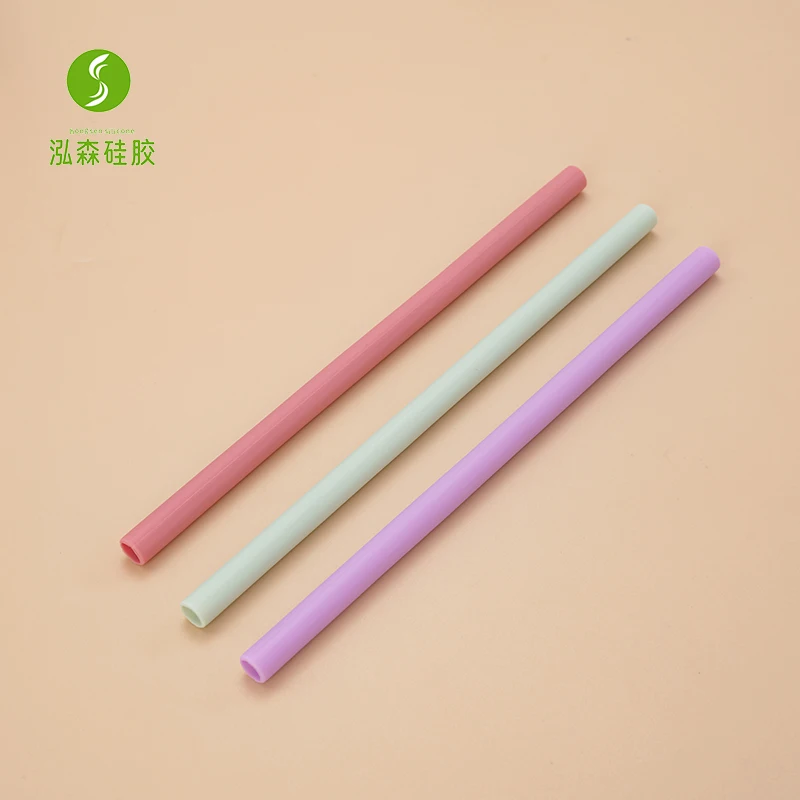 Wholesale Double Sided Color Silicone Straws High-quality Heat-resistant Colorful Customization Silicone Straws Reusable