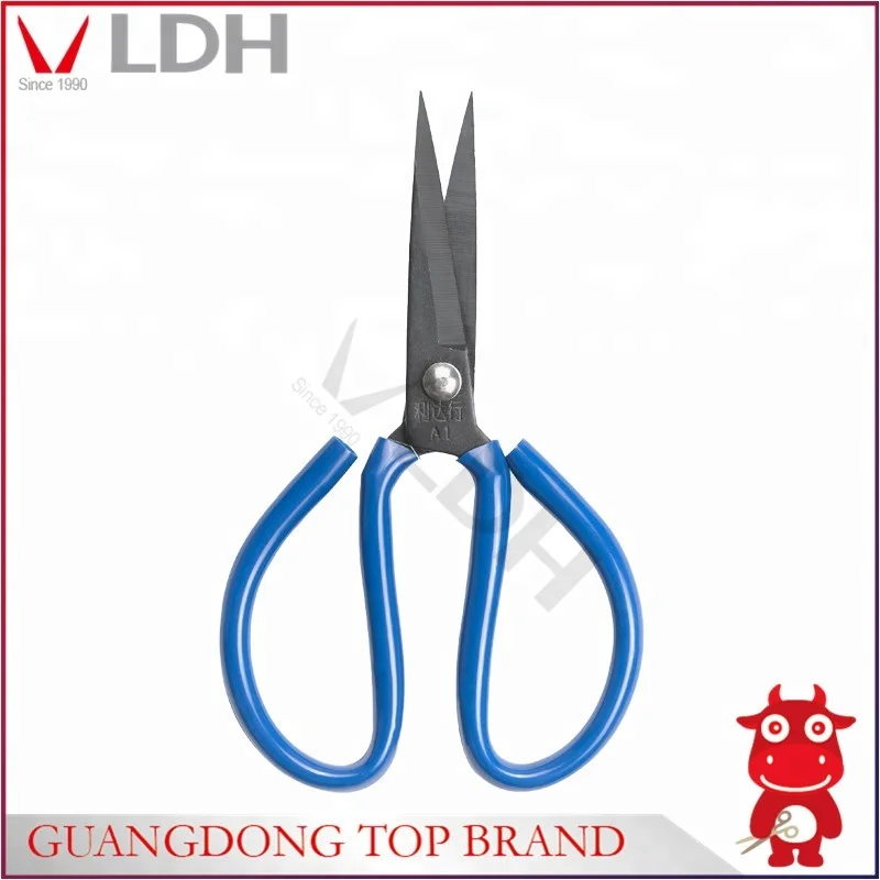 Leather Cutting 18.5cm Tungsten Steel Blue Handle Industrial Scissors LDH-A2