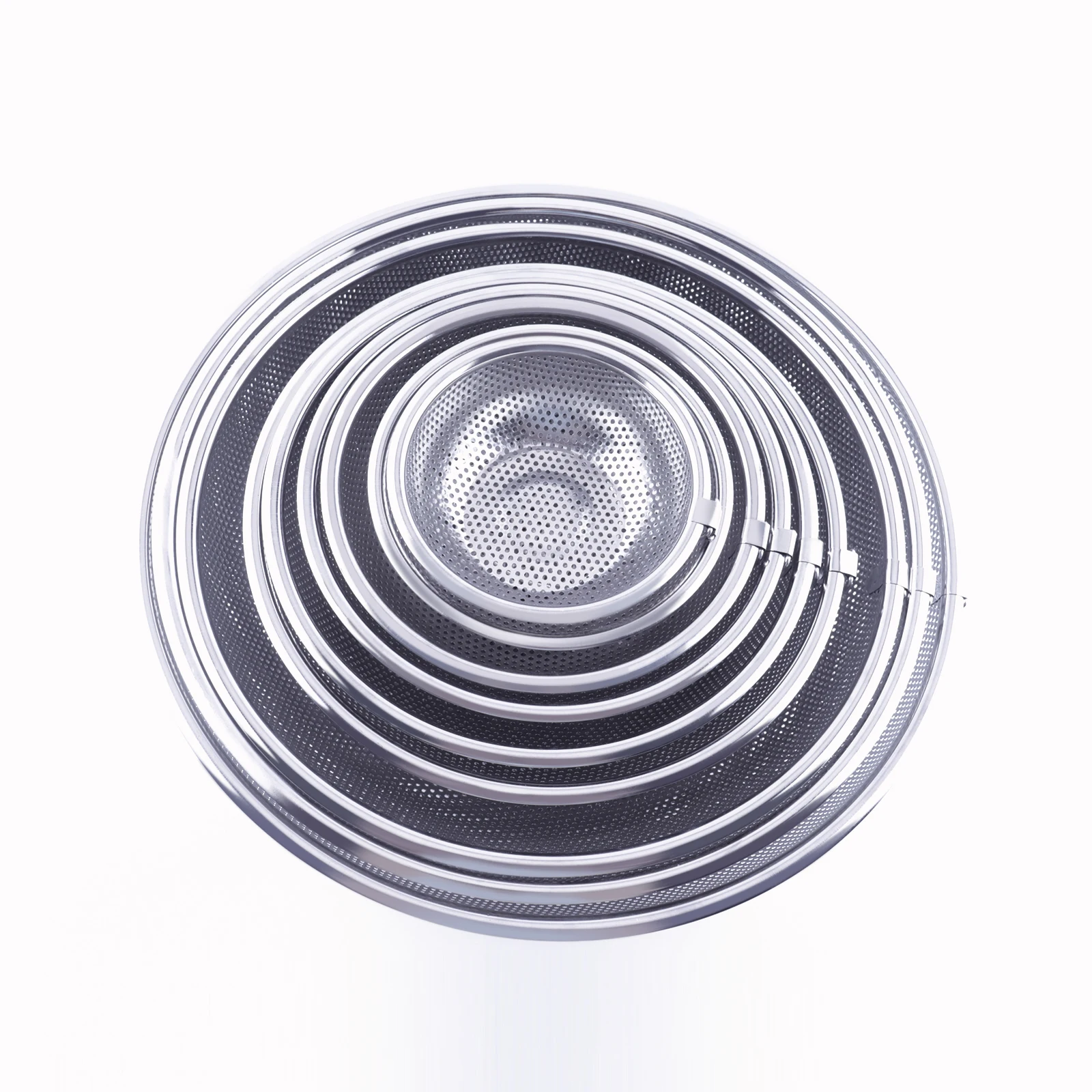 Stainless Steel Self-Draining Heavy Duty Kitchen Strainer with Heat Resistant hanging ring for Rice Noodles