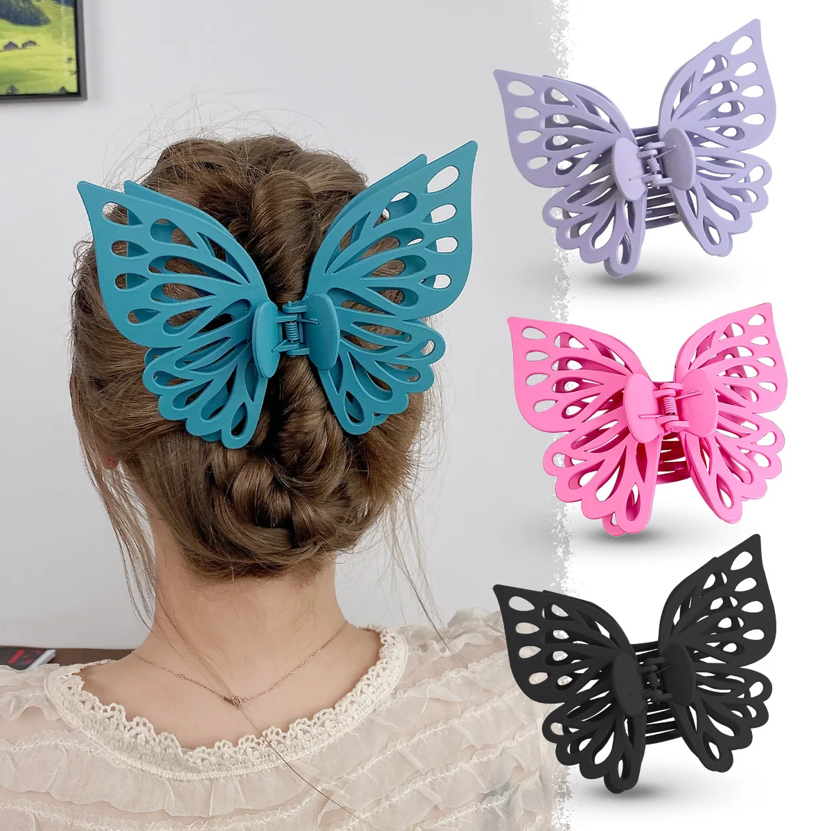 Large Butterfly Hair Claw Clips For Women Fancy Girls Hollow Hair Clips