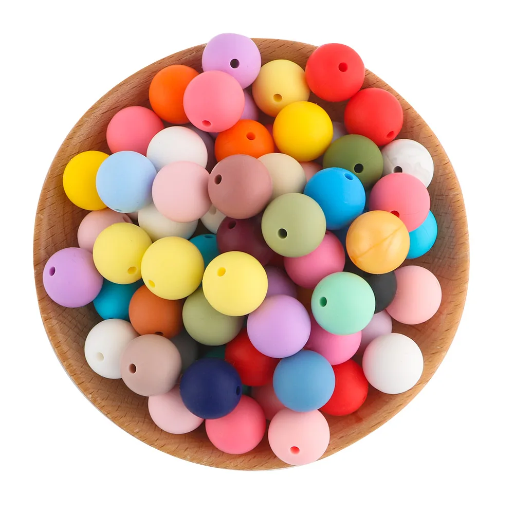 15mm Wholesale Round Chew Bpa Free Silicone Beads Baby Teether Food Grade Silicone Beads Teething