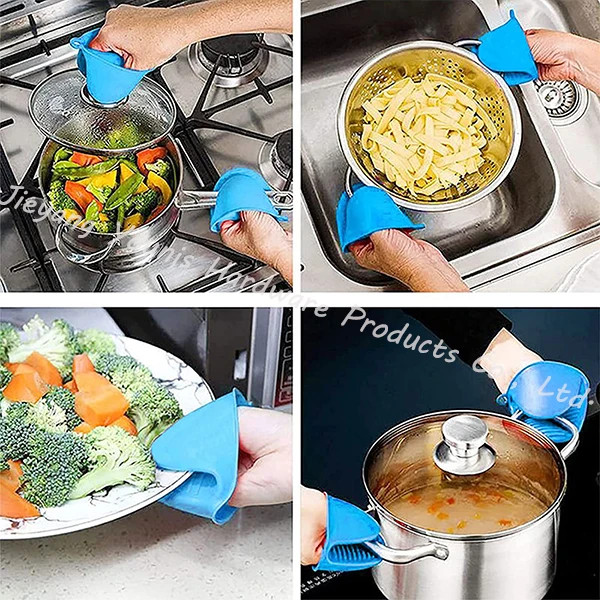 Hot Sale Silicone Oven Mitts Heat Resistant Finger Protector Pot Holder for Kitchen Cooking Baking BBQ