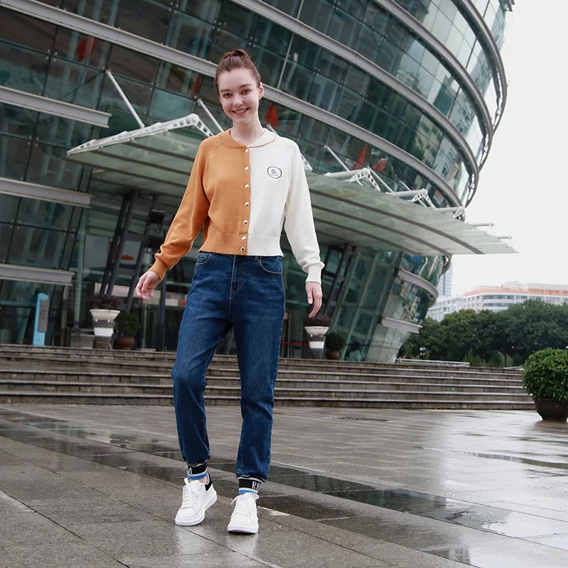 oversize V-neck embroidery jacquard knitted latest design ladies Cardigans With pockets loose cardigans sweater women