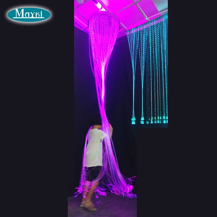 Calming LED Fiber Optic Wall Cascade Fibre Optic Ceiling Curtain Wall Mounted Sensory Fibre Optic Curtain