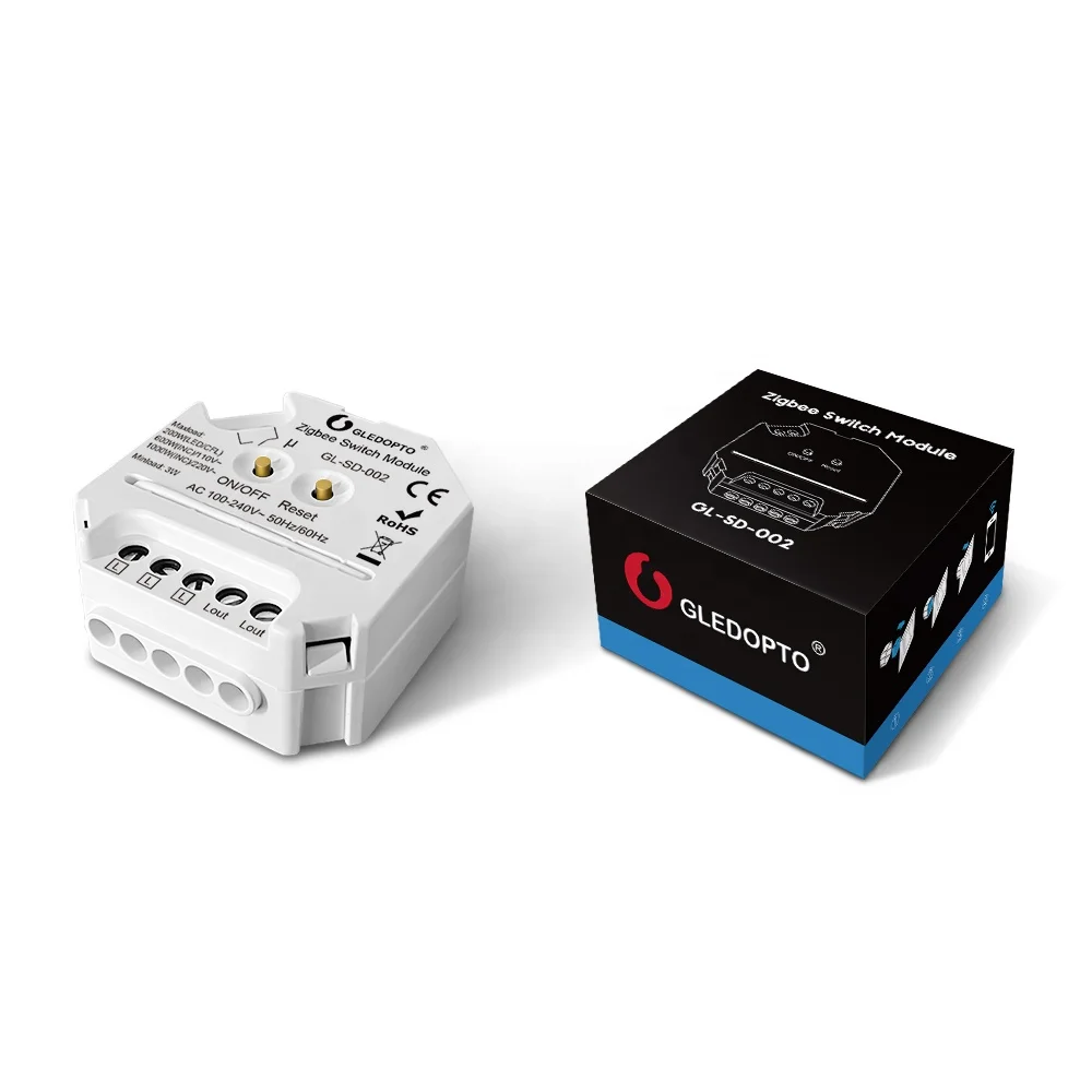 GL-SD-002 Gledopto Smart Switch For Home System ZigBee Switch Module No Neutral Alexa Smart Wall Switch App Controlled