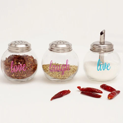 
glass spice jar set with stainless steel packing gift box 