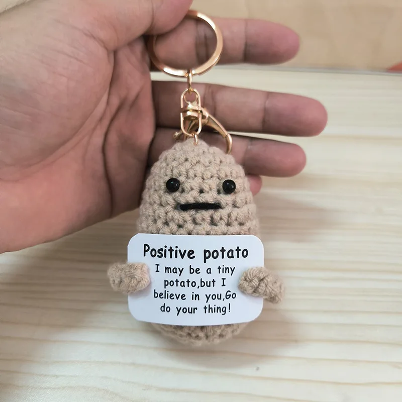 Factory Cute Positive Potato Wool Knitted Doll Mini Home Car Ornament Keychain Gifts Toy Key Pendants