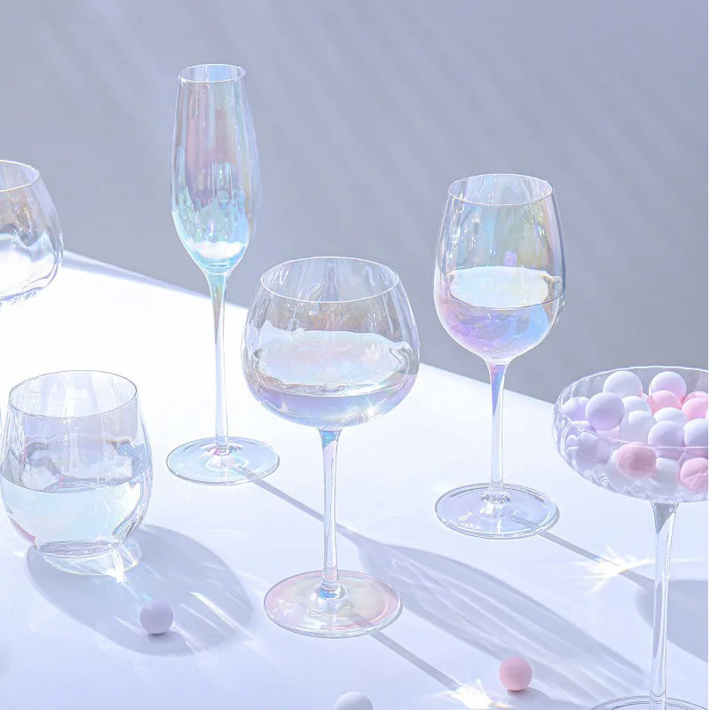 vasos de cristal copas de vino Hot Wine Testing Glass Wine Colored Glasses Rainbow Iridescent Wine Glass Set Of Crystal Cups