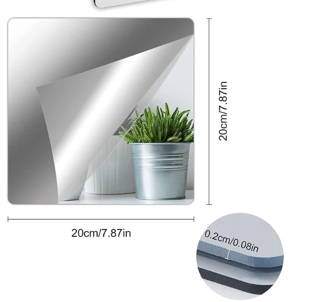 High Quality Wholesale Square 3D Non Glass Safety Adhesive Custom Acrylic Mirror Wall Stickers for Home Decor