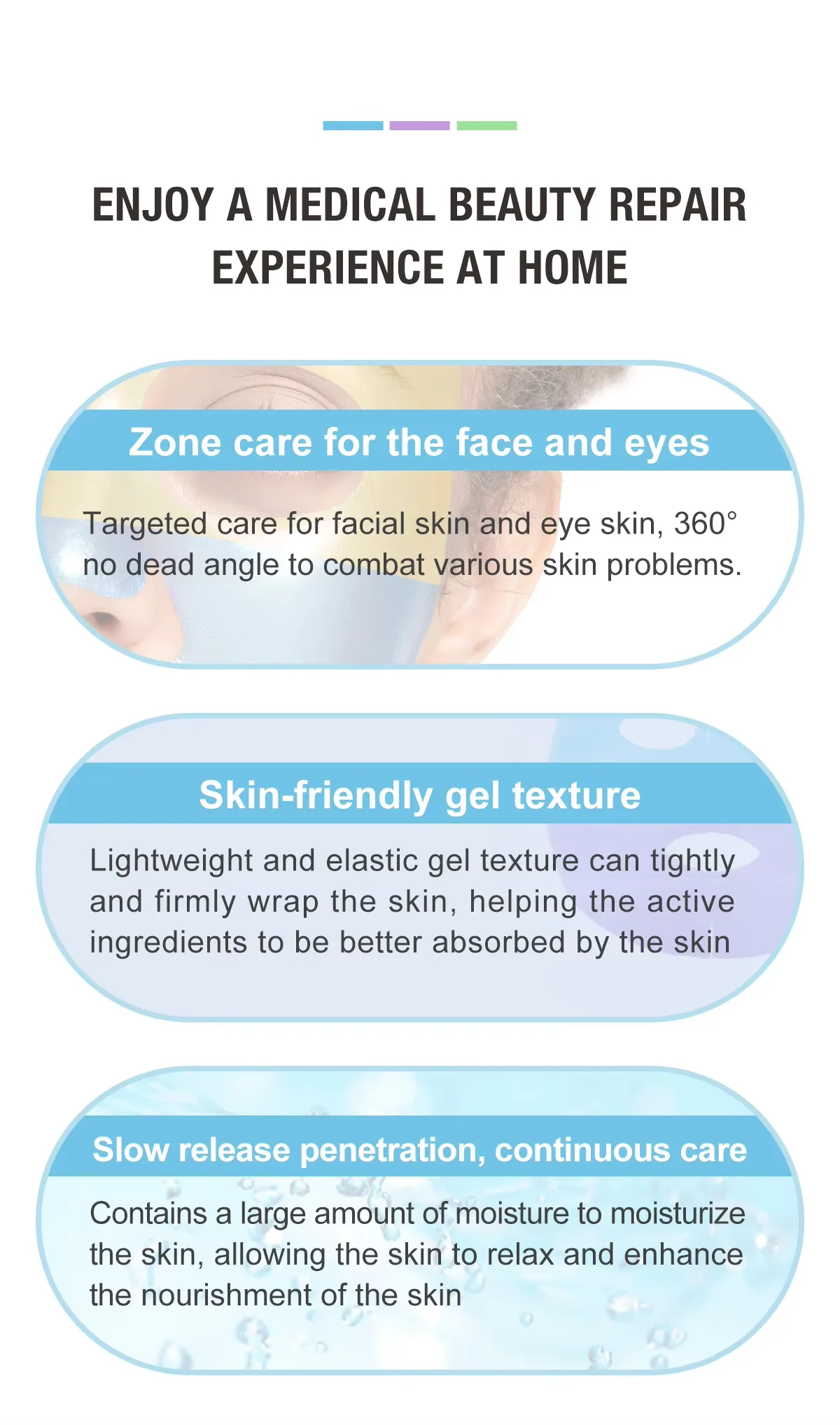 Double-Color Moisturizing Crystal Collagen Hydrogel Face Mask Peptide Vitamin E Infused Skin Care Sheet Facial Care Mask