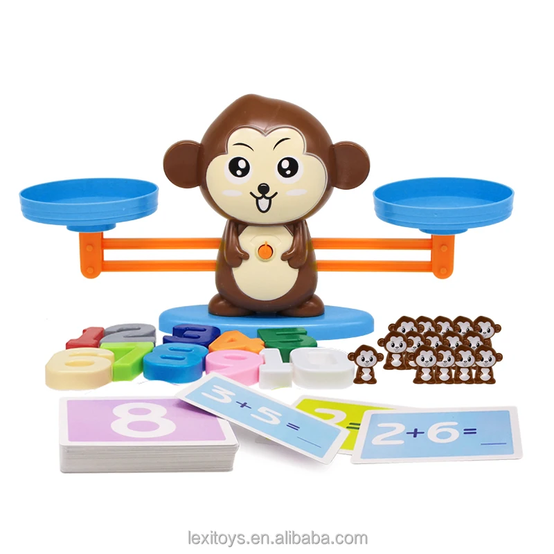 early learning educational counting toy cute monkey number and math game card balance scale toys