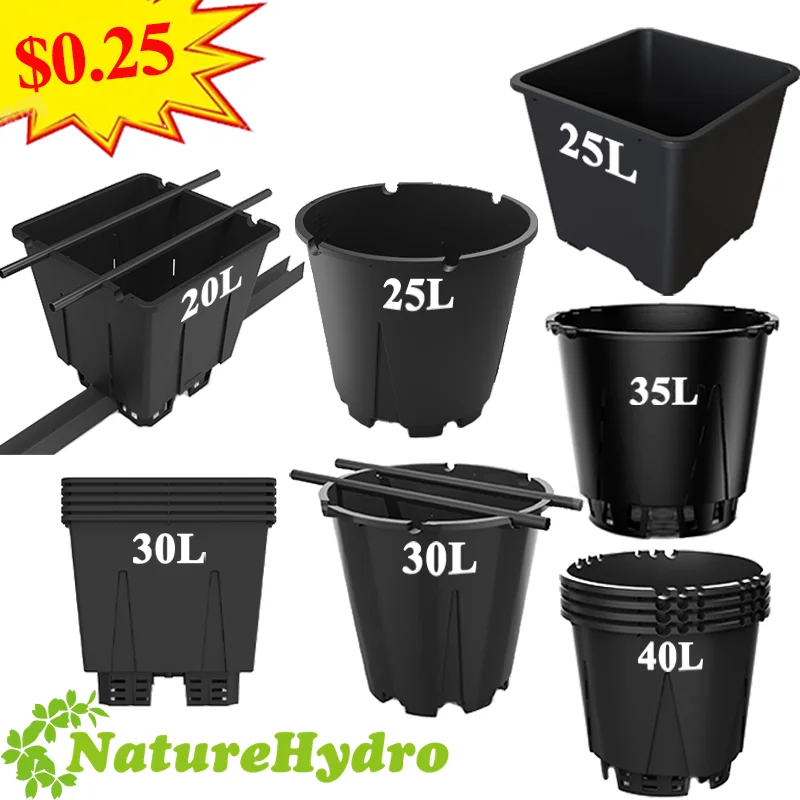 Recycled Draining Hole Plant Tree Blueberry PP Plastic  25L 30L 40L Flower Pot Nursery Planter Square Pots