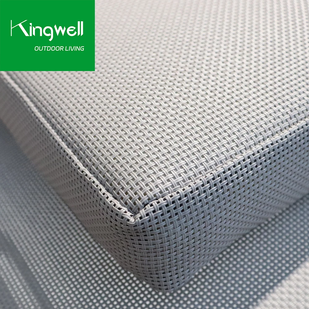 Elegant style outdoor furniture aluminum mesh fabric beach chaise lounge chair patio garden hotel sun lounger with cushion