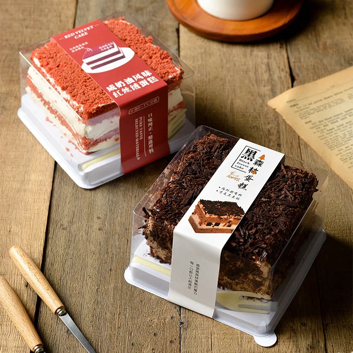 Takeaway food grade kraft paper container cardboard box dessert packaging transparent box