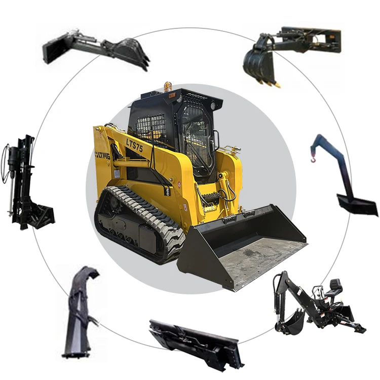 EPA euro 5 certificate 500kgs 850kgs skid steer loader crawler enclosed cabin skid steer loader with tree stump attachment