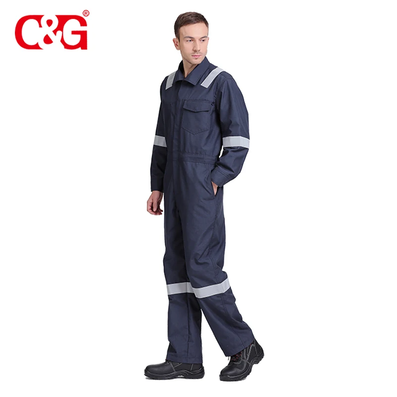 Fire Resistant Overalls Working Uniforms Wholesale Protection Coverall Navy Blue reflective safety clothingNomex IIIA Fabric C&G