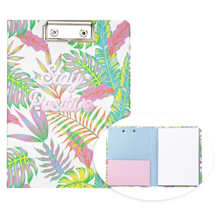 A5 Multifunctional File Holder with Storage Foldable Nursing Clipboard with Metal Clip include memo pad