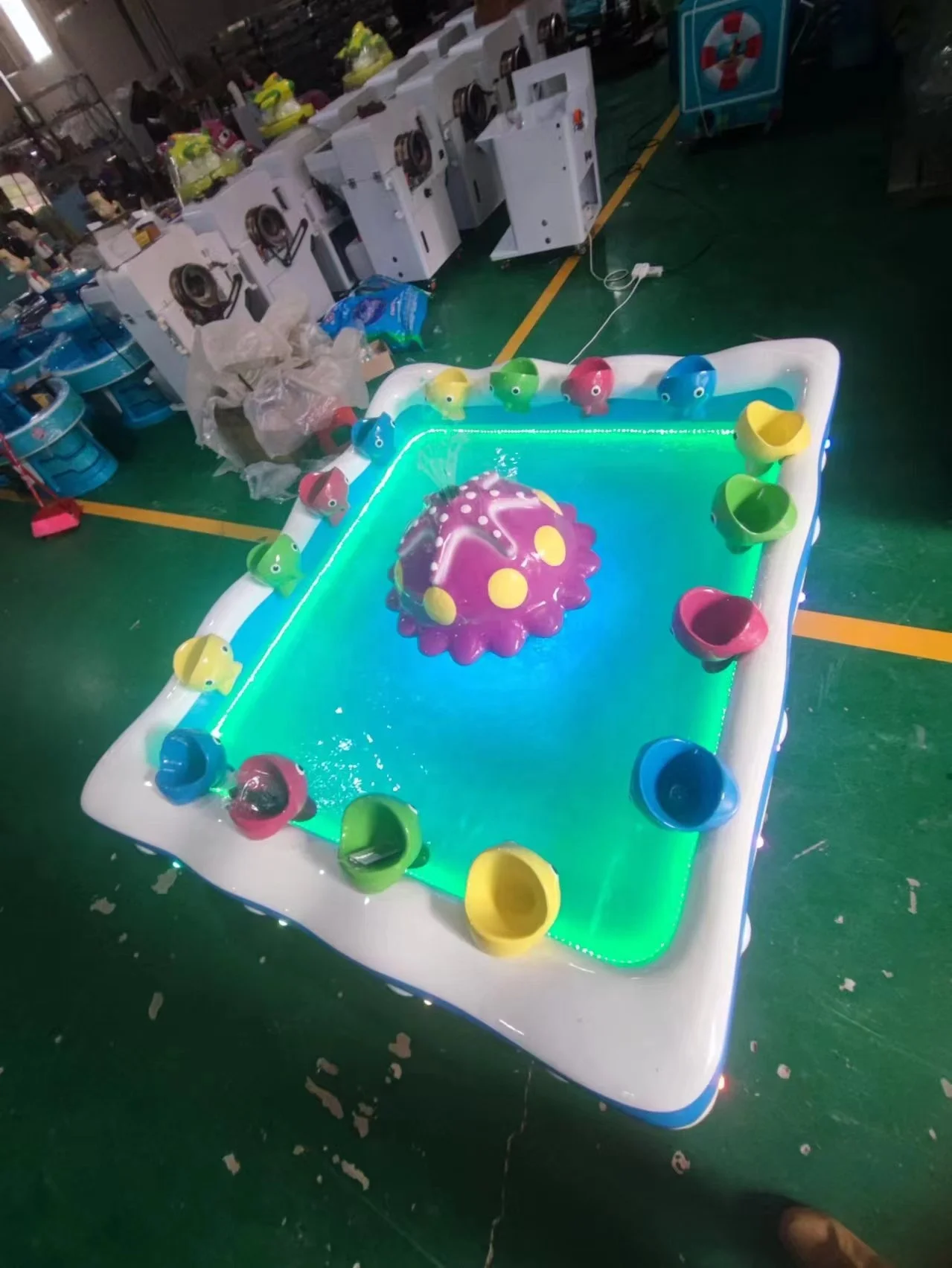 Kids Play Fish Game Machine Music Jellyfish Fiberglass Fish Ponds Toy Fishing Pond For Children Amusement Park Outdoor