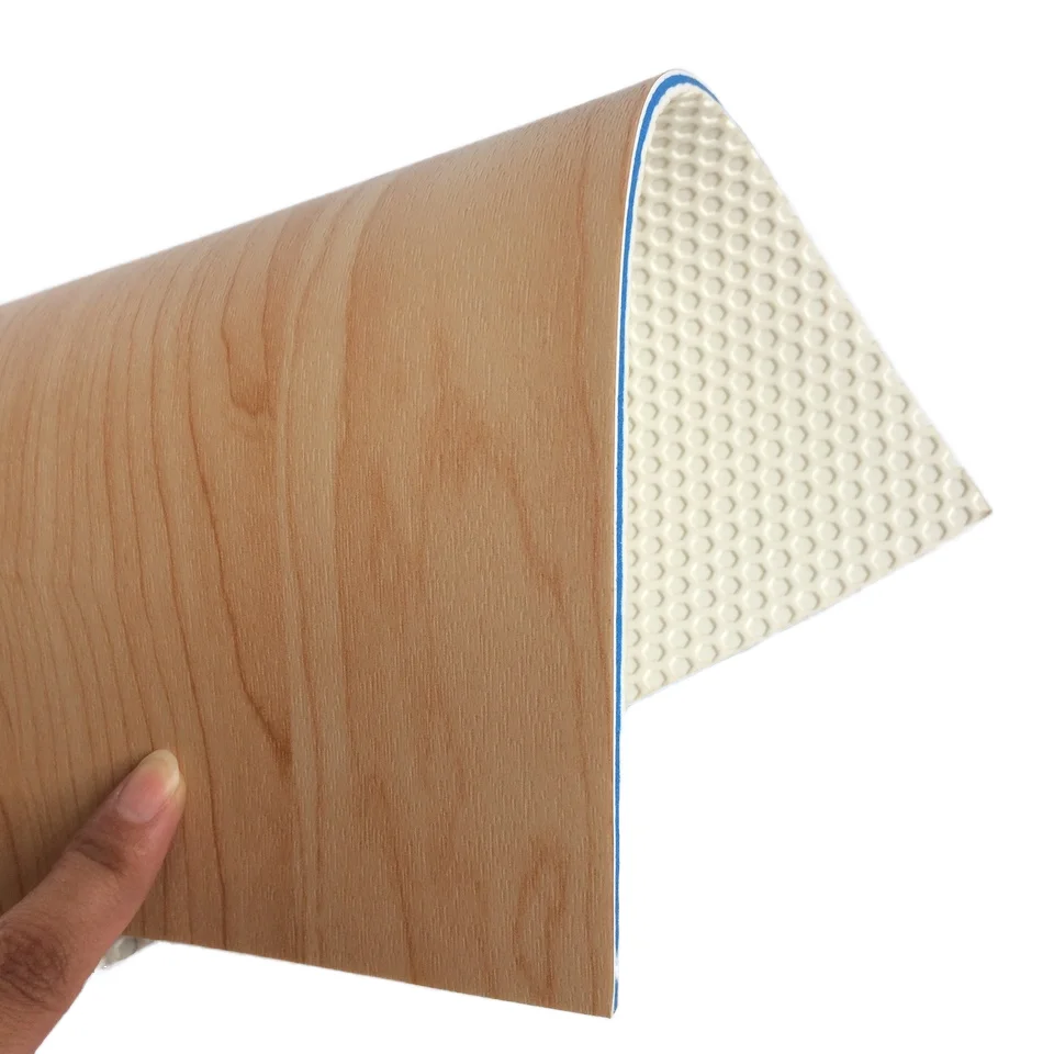 Modern Design Anti-Slip Indoor Sports Gym Flooring Wood Grain Elastic PVC Sponge Vinyl Easy Glue Installation Foam Factory