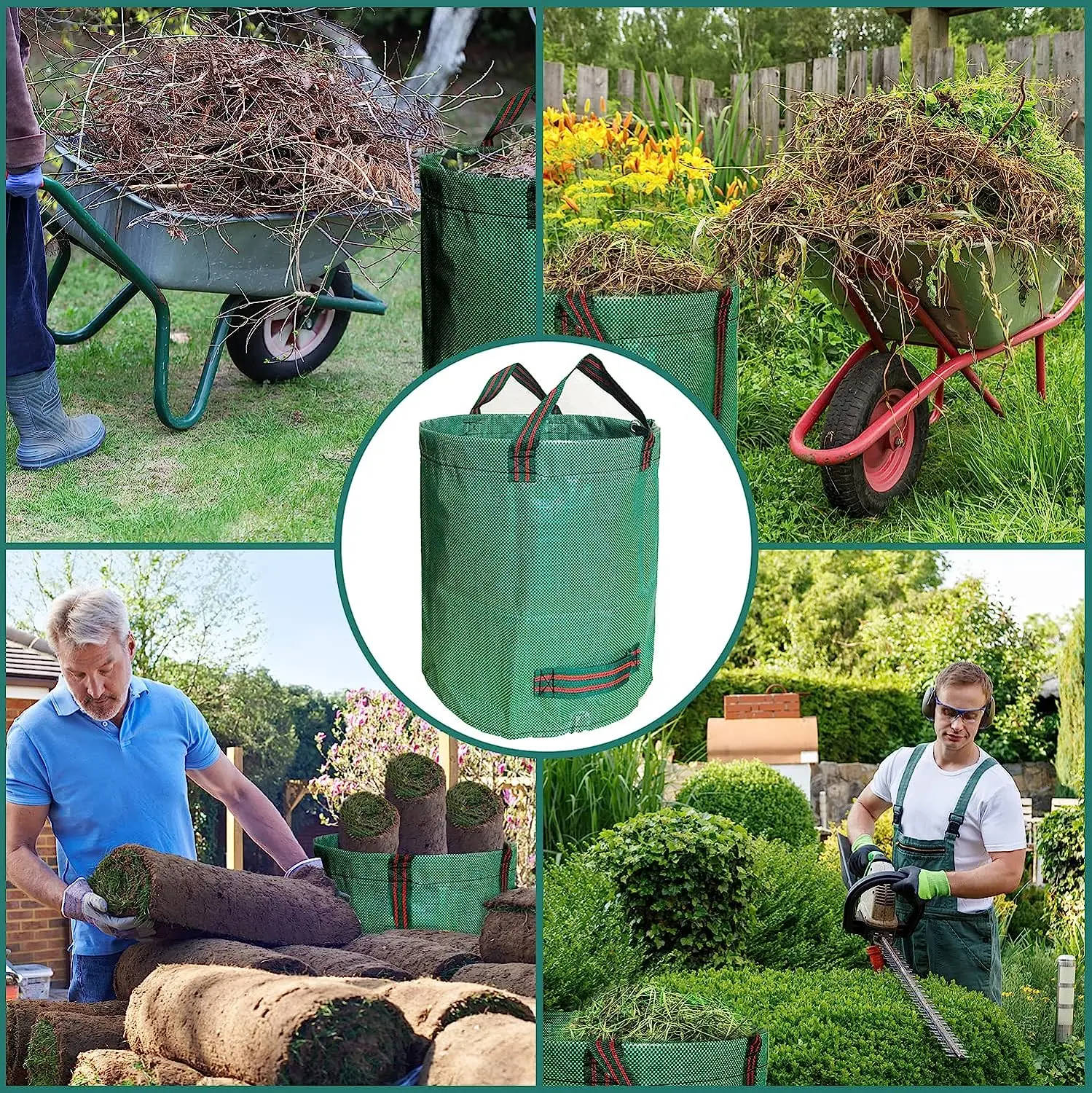 Reusable Garden Waste Bag 400L 500L Leaf Collector Garden Waste Bags Heavy Duty For Collecting Leaves