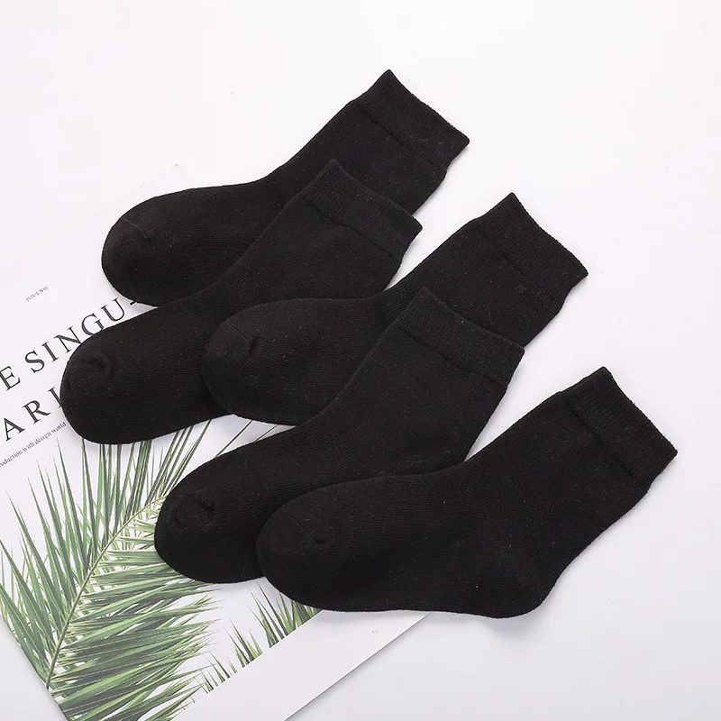 Wholesale Plain Color Children Casual Socks Baby Black White Cotton Mid-tube All Matching Socks