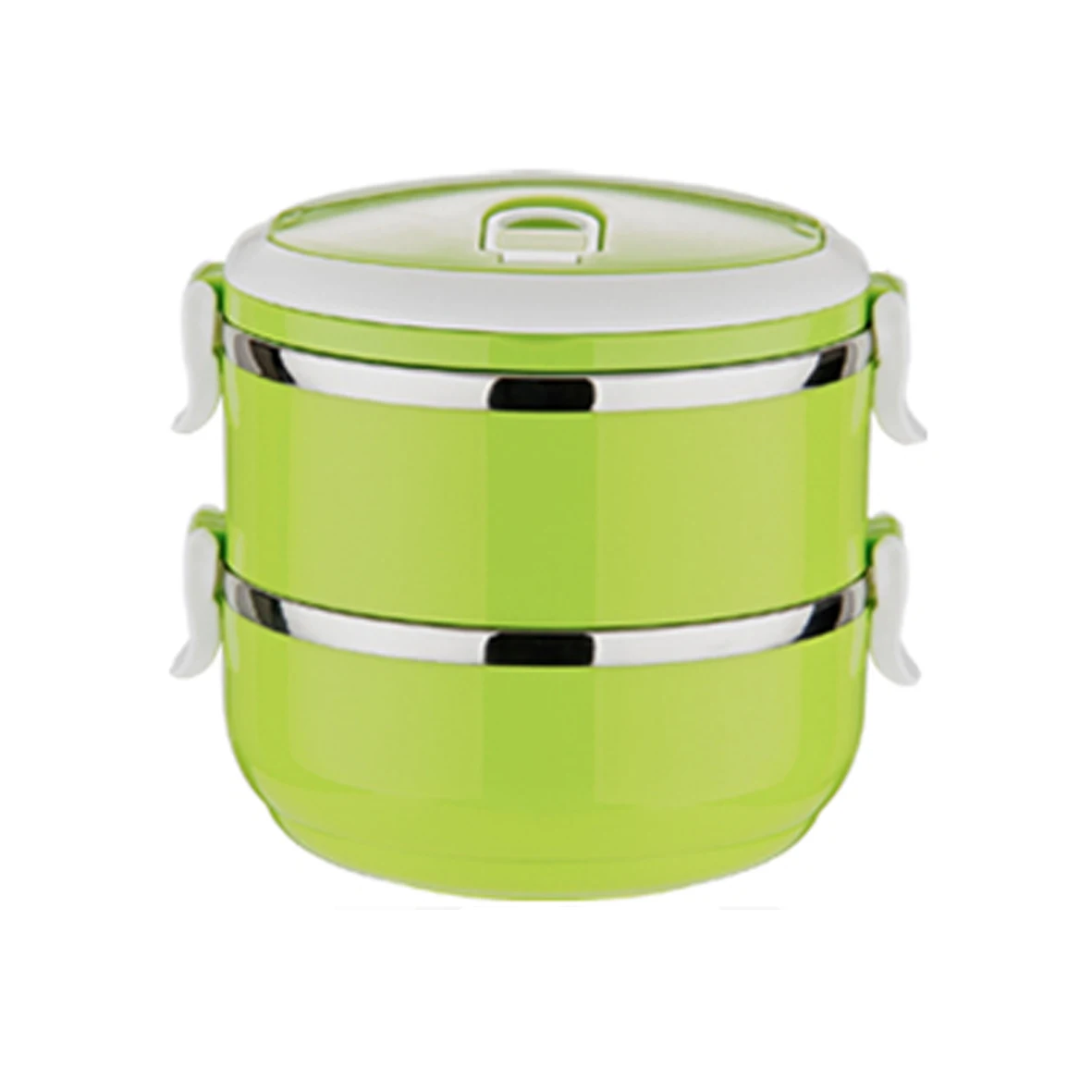 2 layer food storage metal lunch box stainless steel with plastic outside