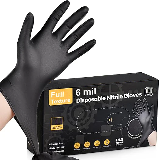 6mil heavy duty nitrile glove car repair barber tattoo shop beauty cleaning work glove custom box latex free black nitrile glove