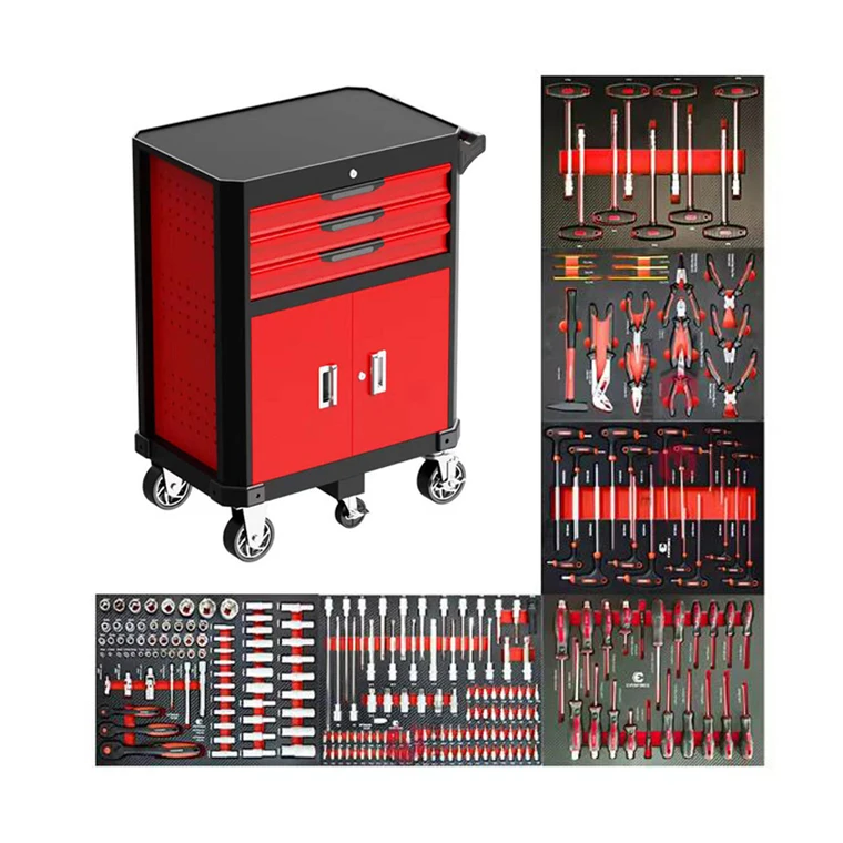 High quality CNC tool cart Plastic workshop trolley Portable rolling upright trolley toolbox tool cabinet trolley
