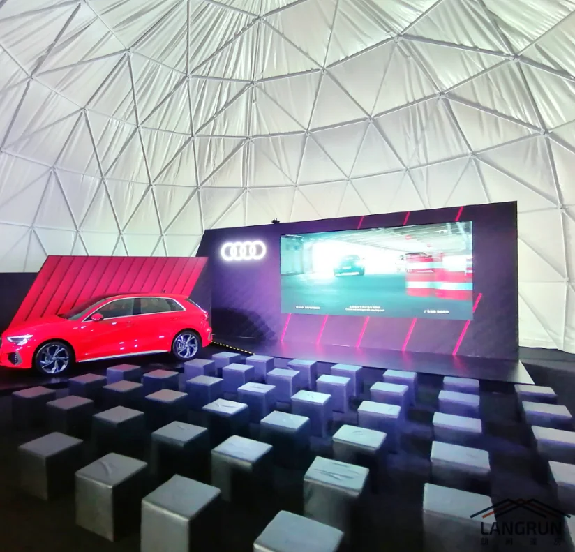 Langrun Wholesale Luxury Comfort Waterproof Hemispherical Dome Tent Steel Tube Prefabricated Geodesic Glamping Dome Yurt Tents