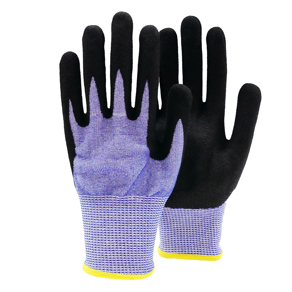 Manufactory 13 Gauge ANSI Cut A6 Sandy Nitrile Coated Good Grip Touchscreen  Industrial Work Gloves