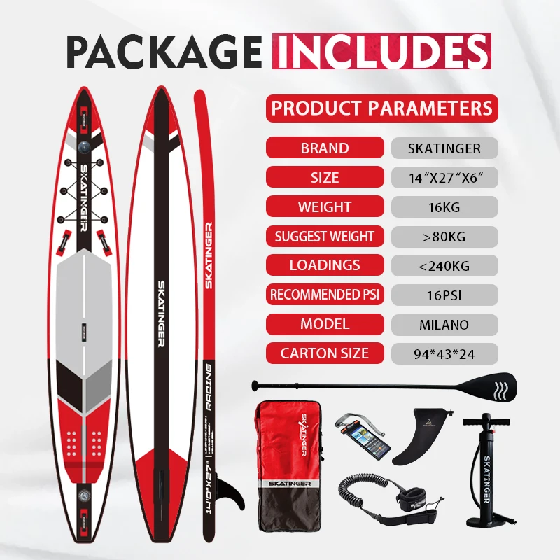 Skatinger china manufacture 14 feet paddleboard sup racing sub board surfboard for sale