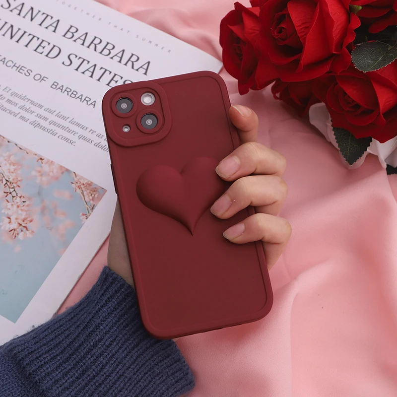 Luxury lovely 3D heart phone case for iphone 13 pro max cover