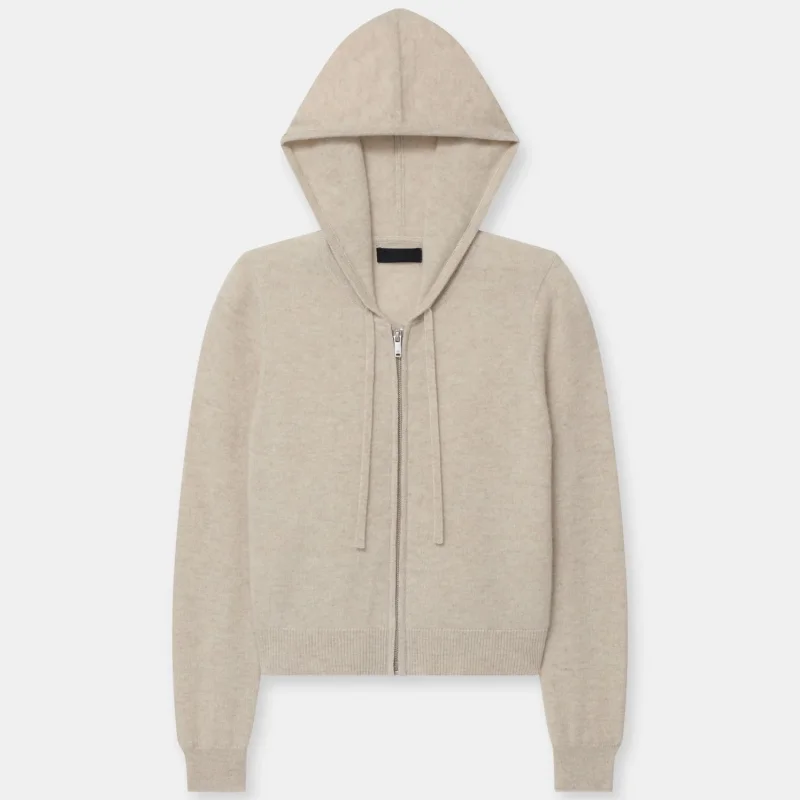 Luxury cardigan mongolian goat pure cashmere girls cardigan with hoodie