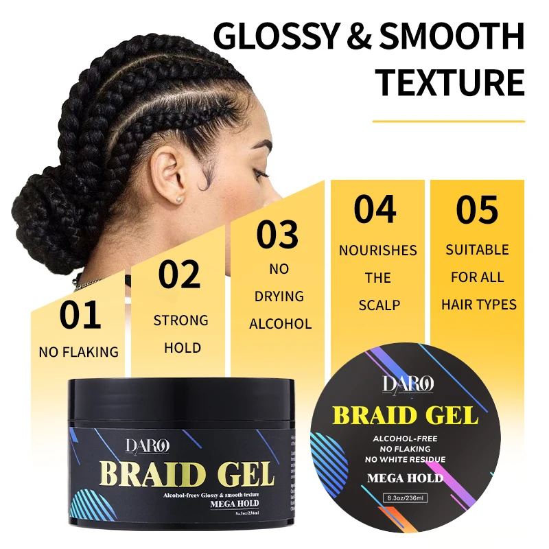 Braid gel Free sample men hair wax edge control private label braiding gel extra hold shine braids gel