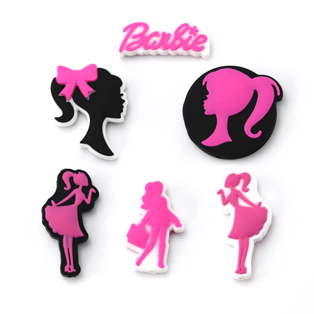 Girl Silicone Cosmetics Focal Beads Pink  Beads Diy Jewelry Accessories for kids Pen Keychain Necklace Making