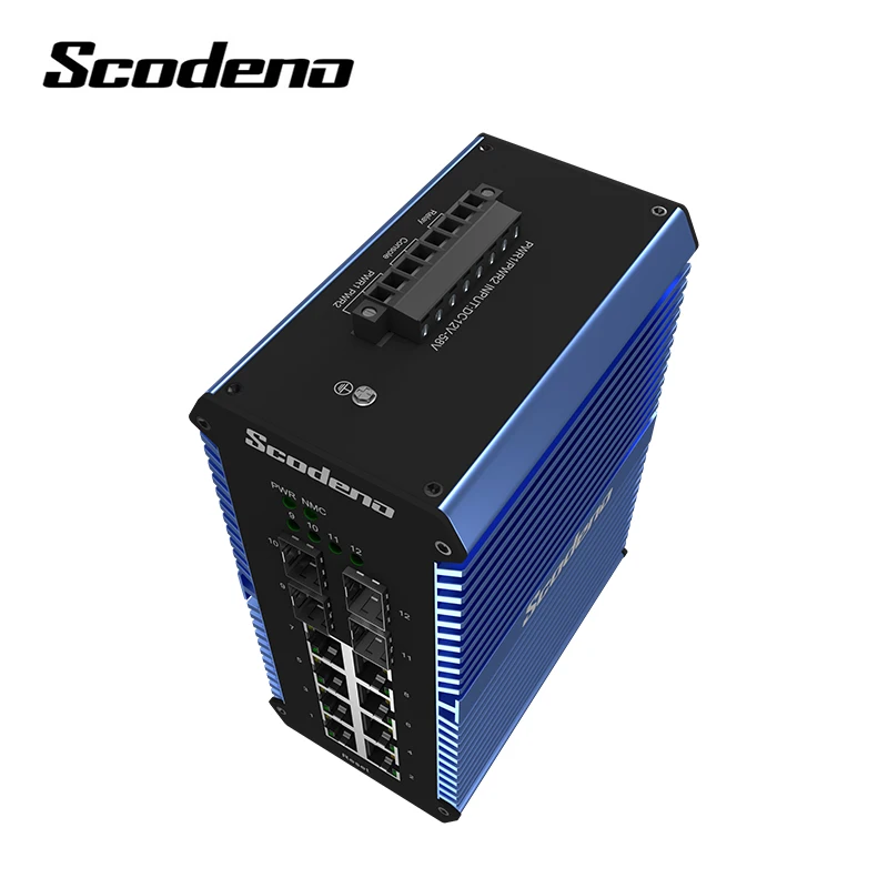  Управление IP50 10/100/1000 м 4 SFP + 8 портов RJ45 гигабитный конвертер Промышленный Коммутатор