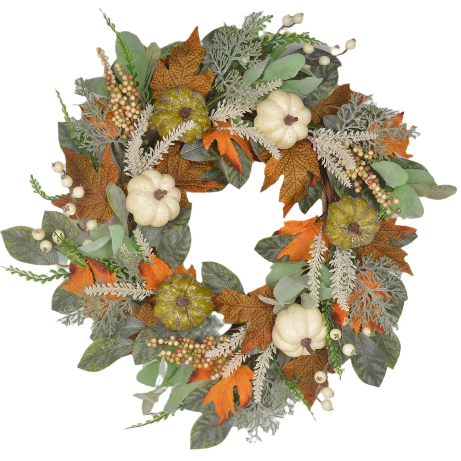 Harvest Thanksgiving Front Door Decoration Pumpkin and Maple Leaves Garland Autumn Decor Artificial Fall Wreath Easter Wreath