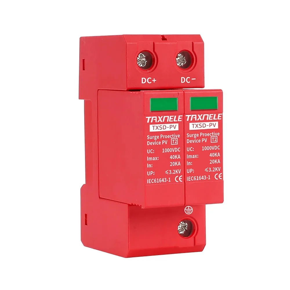 DC SPD Surge Protective Device 2P 40KA 60KA 600V 800V 1000V Voltage Protector Solar PV Photovoltaic Lightning Arrester