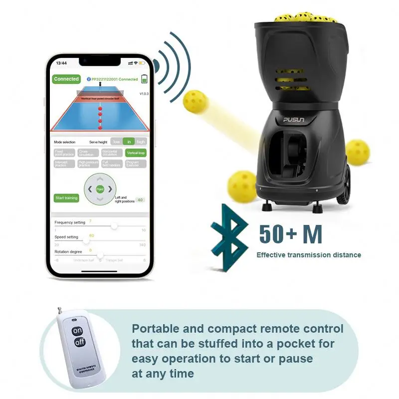 Automatic Power Pickleball Tutor Training Practice Spin Shooting Pickleball Ball Serving Machine With Remote