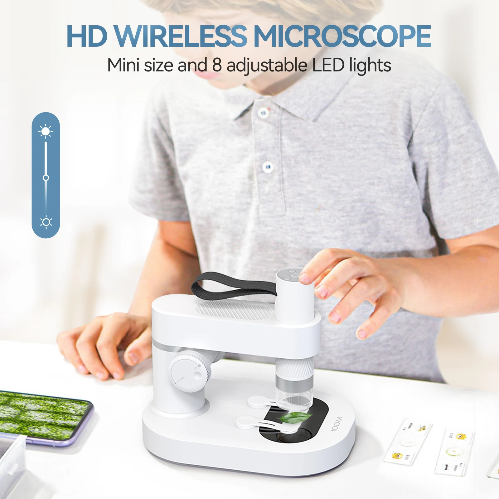 Two-in-one split design digital microscope backlight staining microscopes wireless optical laboratory camera for children