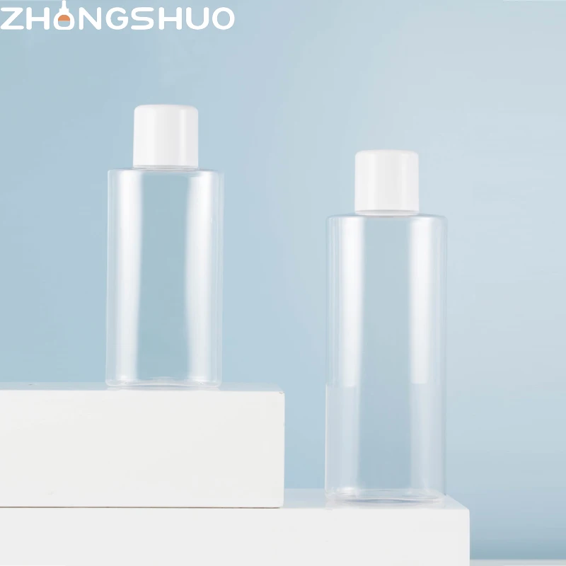 cosmetic 100ml 3.5oz Clear Plastic Pet Cylinder Bottle Lotion Bottle Toner Bottle With Electroplated Screw Cap