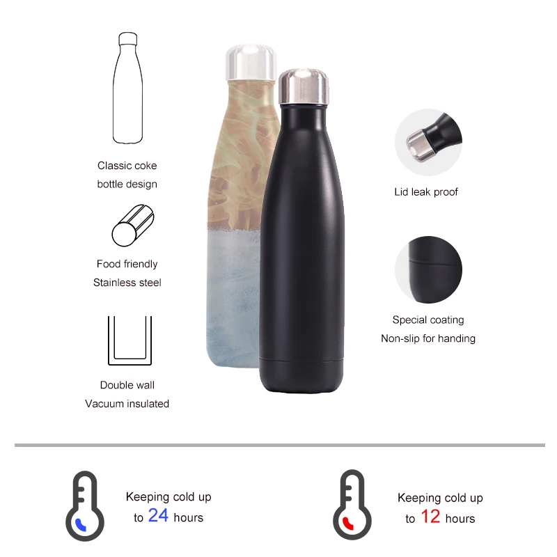 TY bottle 350ml/500ml vacuum flask double wall stainless steel thermo vacuum flask 17oz sports water bottle vaccum cup
