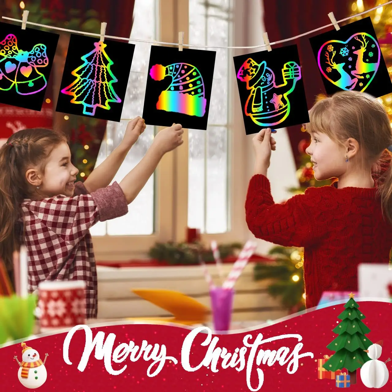 Easter Christmas Birthday Gift Scratch Paper Art For Kid With Wooden Pen