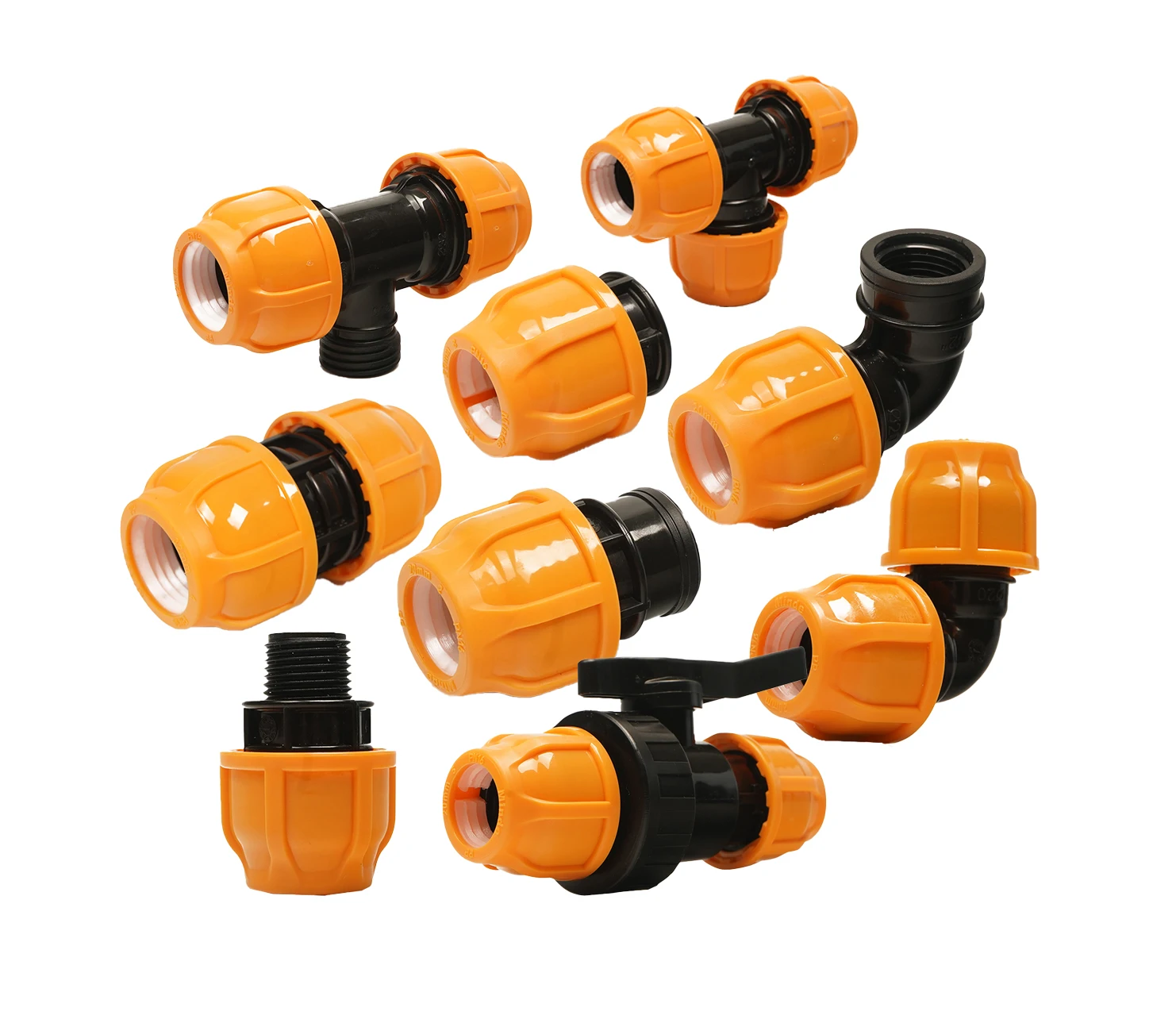 PN16 PP Compression Fittings coupling Quick Connector for Water Supply Irrigation HDPE Fittings